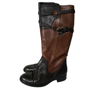 ✦ Truth or Dare by Madonna Brown Leather Colorblock Riding Boots ✦ 8 ✦